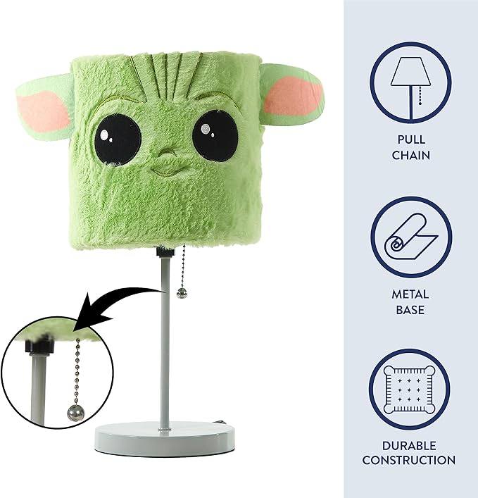 Idea Nuova Star Wars: The Mandalorian The Child Plush Shade Table Lamp, Green - LeafyLoom