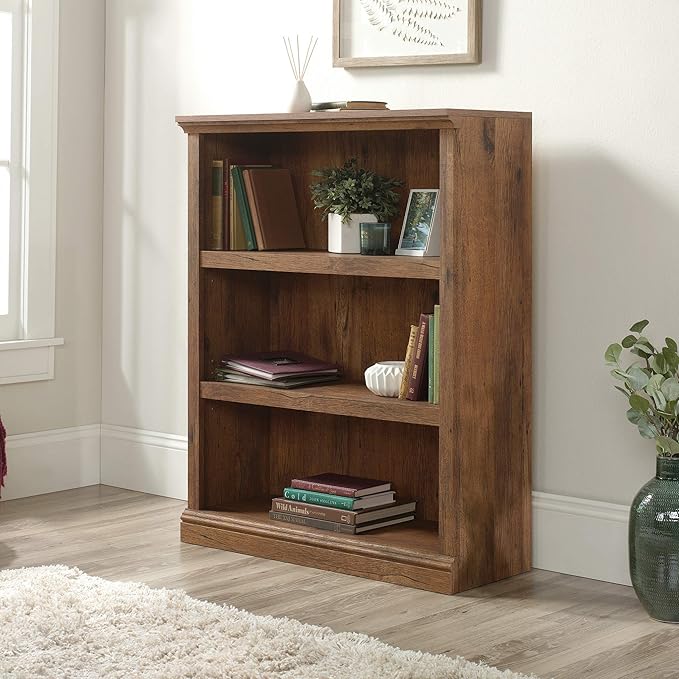 Sauder Miscellaneous Storage 3-Shelf Bookcase/ Book shelf, Vintage Oak finish - LeafyLoom