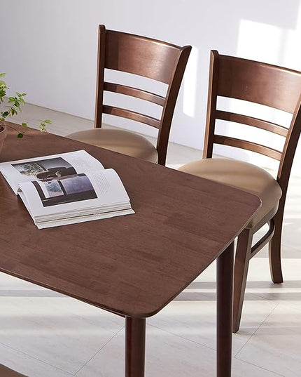Livinia Aslan 47" Malaysian Oak Rectangular Wooden Dining Table/Solid Wood Kitchen Desk (Walnut) - LeafyLoom