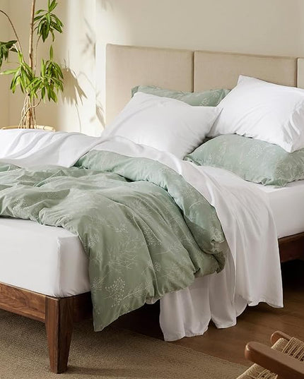 Bedsure King Size Sheet Set, Cooling Sheets King, Rayon Derived from Bamboo, Deep Pocket Up to 16", Breathable & Soft Bed Sheets, Hotel Luxury Silky Bedding Sheets & Pillowcases, White - LeafyLoom