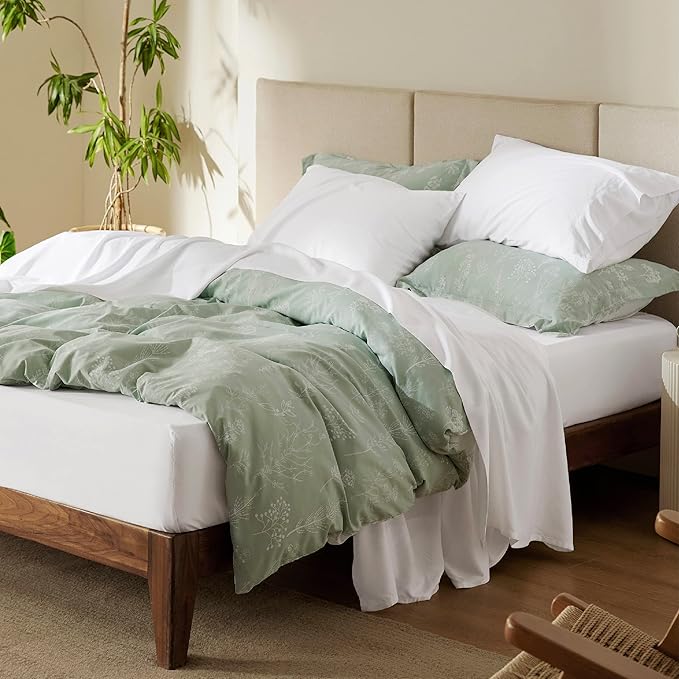 Bedsure King Size Sheet Set, Cooling Sheets King, Rayon Derived from Bamboo, Deep Pocket Up to 16", Breathable & Soft Bed Sheets, Hotel Luxury Silky Bedding Sheets & Pillowcases, White - LeafyLoom
