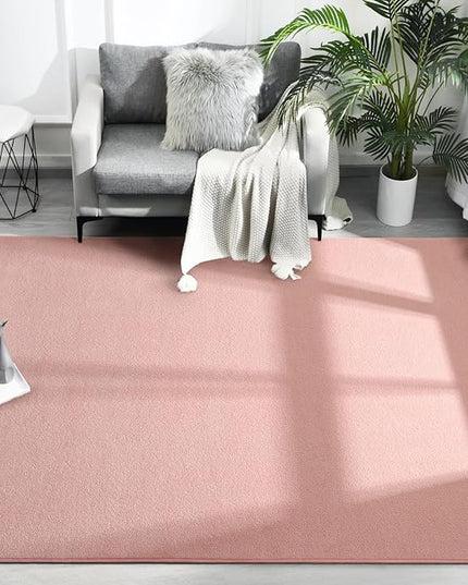 Area Rugs for Bedroom Living Room, 4x6 Pink Super Soft Comfy Thickened Memory-Foam Indoor Carpets, Modern Aesthetic Minimalist Carpet for Boys Girls Adults Apartment Nursery Home Décor - LeafyLoom