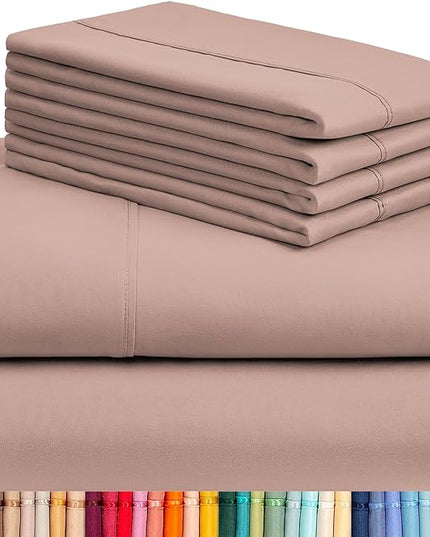 LuxClub 6 PC Queen Sheet Set, Breathable Luxury Bed Sheets, Deep Pockets 18" Eco Friendly Wrinkle Free Cooling Sheets Machine Washable Hotel Bedding Silky Soft - Pearl Pink Queen - LeafyLoom