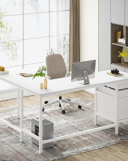 Tribesigns L Shaped Desk with File Drawer Cabinet, 59 Inch Corner Desk L Shaped Computer Desk with Drawers, PC Table Writing Desk for Home Office, White - LeafyLoom