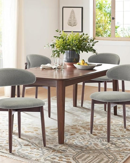 COLAMY Wooden Dining Chairs Set of 4, Modern Fabric Upholstered Kitchen Side Chairs, Farmhouse Dining Room Chair with Foot Pegs, Green - LeafyLoom