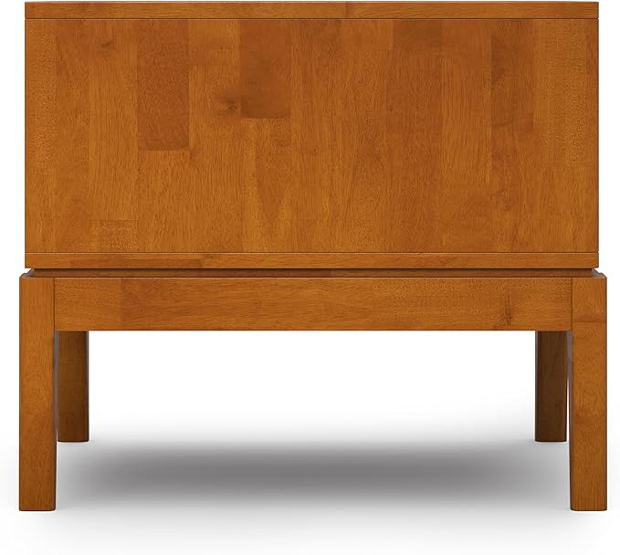 SIMPLIHOME Harper SOLID HARDWOOD Wide Square Contemporary End Table for The Living Room and Bedroom, 22 inch, Teak Brown - LeafyLoom