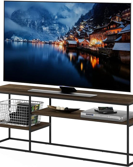 Furinno Moretti Modern Lifestyle TV Stand, Columbia Walnut - LeafyLoom