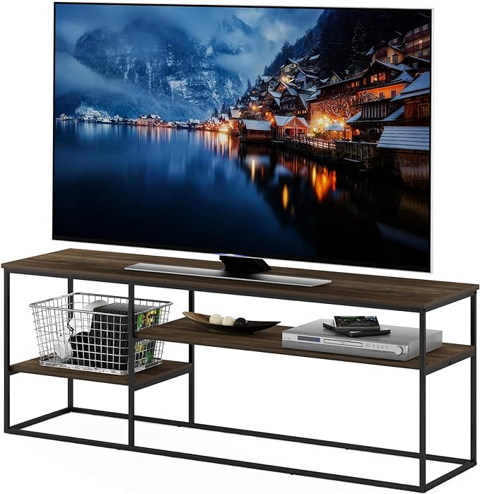 Furinno Moretti Modern Lifestyle TV Stand, Columbia Walnut - LeafyLoom
