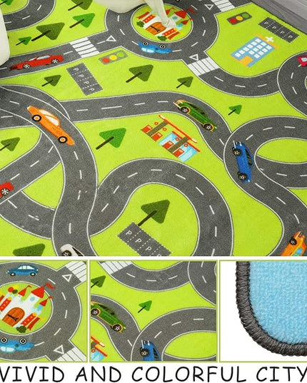 HOMORE Kids Play Mat Rug, Fun and Educational City Play Rug for Hot Wheels Track Racing and Toys, Kids Carpet Playmat Area Rug for Children Bedroom Play Room Nursery, 4x6 Feet - LeafyLoom