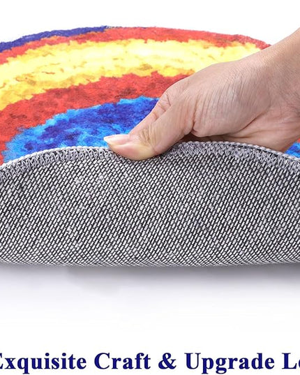 HiiARug Carpet Circles Kids Rug 16" Rainbow Crazy Carpet Circle Seats Pre-School Classroom Accessories 12pcs Round Carpet Seats Group Activity Spots Marker for Classroom Kindergarden Playroom - LeafyLoom