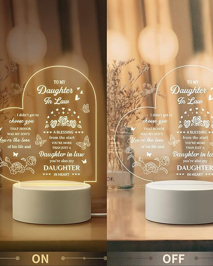 Gifts for Daughter in Law, to My Daughter in Law Night Light, Daughter in Law Gifts, Gifts for Daughter in Law from Mother in Law on Birthday, Wedding Day, Anniversary, Christmas, Mothers Day - LeafyLoom