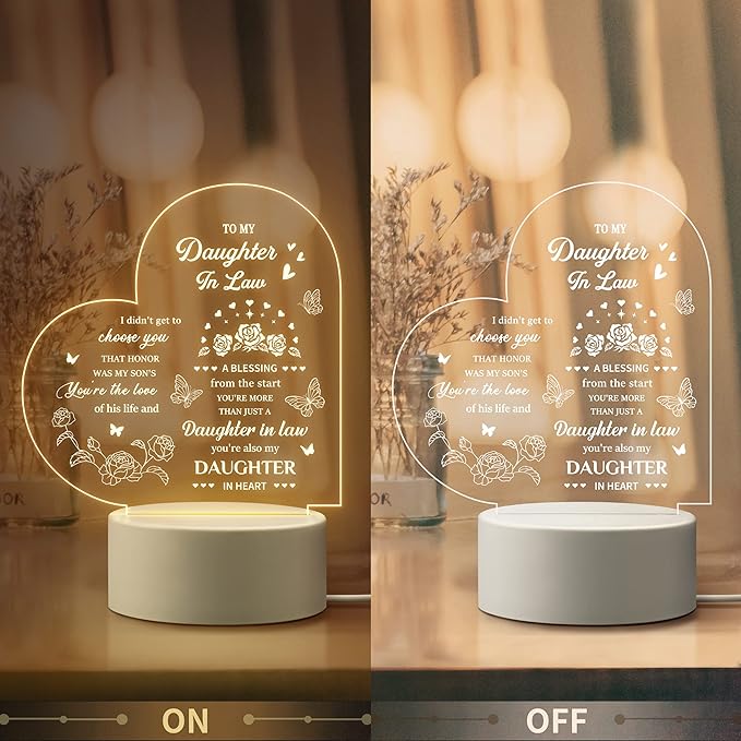 Gifts for Daughter in Law, to My Daughter in Law Night Light, Daughter in Law Gifts, Gifts for Daughter in Law from Mother in Law on Birthday, Wedding Day, Anniversary, Christmas, Mothers Day - LeafyLoom