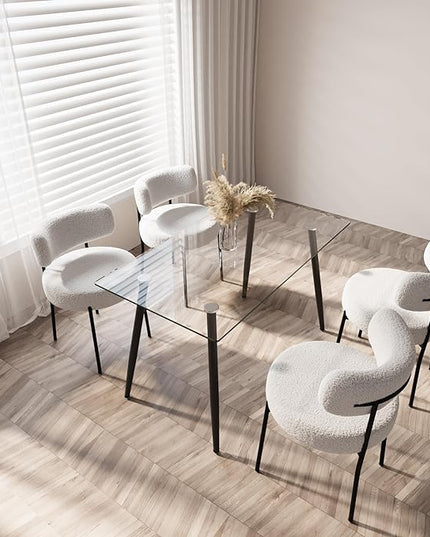 NicBex 51.18Inch Rectangular Dining Table,Modern Kitchen Table with Tempered Glass Tabletop and Black Metal Legs for 6 to 8,Large Dining Room Table for Kitchen,Meeting Room and Living Room,Transparent - LeafyLoom