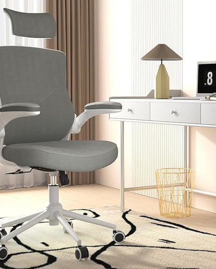 𝑯𝑶𝑴𝑬 𝑶𝑭𝑭𝑰𝑪𝑬 𝑪𝑯𝑨𝑰𝑹, Ergonomic Mesh Desk Chair, High Back Computer Chair- Adjustable Headrest with Flip-Up Arms, Lumbar Support, Swivel Executive Task Chair (Modern, Star Dust) - LeafyLoom