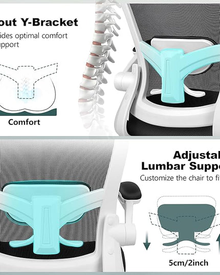 FelixKing Drafting Chair Ergonomic Tall Office Chair, Breathable Mesh Chair with Adjustable Footrest Ring Lumbar Support Flip-up Armrests, High Back Executive Comfy Task Computer Chair for Home Office - LeafyLoom