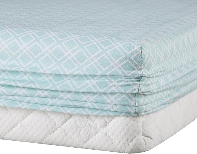 Comfort Spaces Cotton Flannel Breathable Warm Deep Pocket Sheets With Pillow Case Bedding, Twin, Aqua Geo, 3 Piece - LeafyLoom