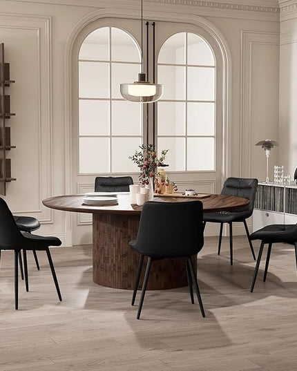 Kidol & Shellder Modern Dining Chairs Set of 2 Kitchen & Dining Room Chairs Upholstered Accent Chair Living Room Chairs Kitchen Chairs Comfy Chair for Bedrooms Waiting Room Home(Black) - LeafyLoom