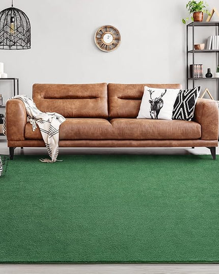 Area Rugs for Bedroom Living Room, 5x8 Green Super Soft Comfy Thickened Memory-Foam Indoor Carpets, Modern Aesthetic Minimalist Carpet for Boys Girls Adults Apartment Nursery Home Décor - LeafyLoom