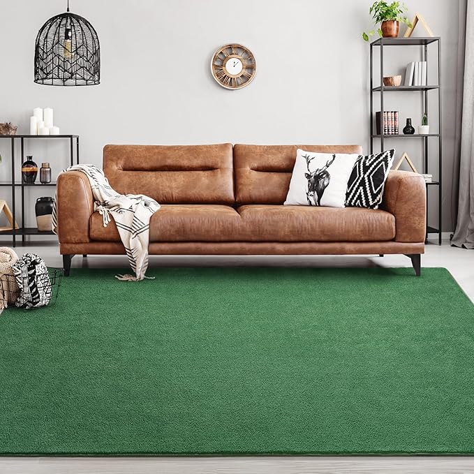 Area Rugs for Bedroom Living Room, 5x8 Green Super Soft Comfy Thickened Memory-Foam Indoor Carpets, Modern Aesthetic Minimalist Carpet for Boys Girls Adults Apartment Nursery Home Décor - LeafyLoom