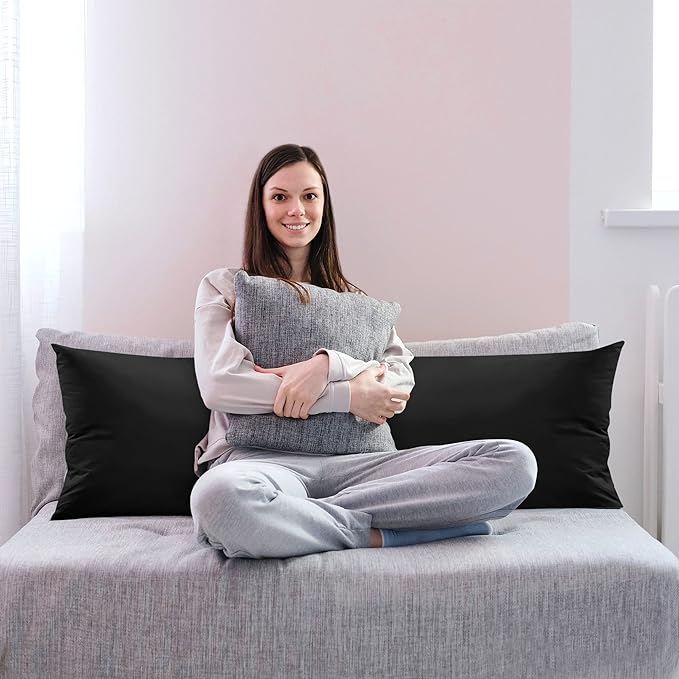 Utopia Bedding Full Body Pillow for Adults (Black, 20 x 54 Inch), Long Pillow for Sleeping, Large Pillow Insert for Side Sleepers - LeafyLoom