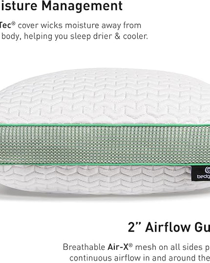 Bedgear Balance Performance Pillow - Size 2.0 - Moisture Wicking Bed Pillows for All Sleep Positions - Medium Firmness - Washable Cover - Back, Stomach, Side Sleeper Pillow - 20" W x 26" L x 5.75" H - LeafyLoom