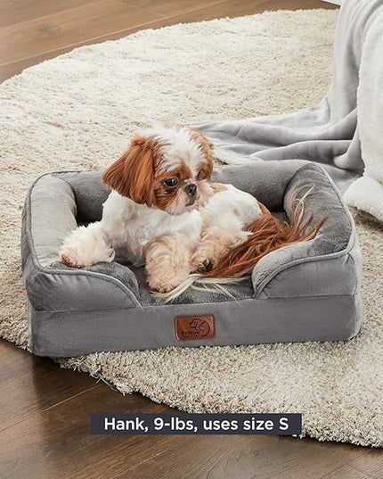 Bedsure Cat Beds for Indoor Cats - Washable Bolster Dog Sofa Beds for Extra Small Dogs, Supportive Foam Pet Couch Bed with Removable Washable Cover, Waterproof Lining and Nonskid Bottom, Grey BEDSURE