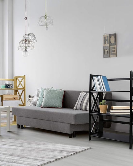 Casual Home Montego 3-Shelf Folding Bookcase, Black - LeafyLoom
