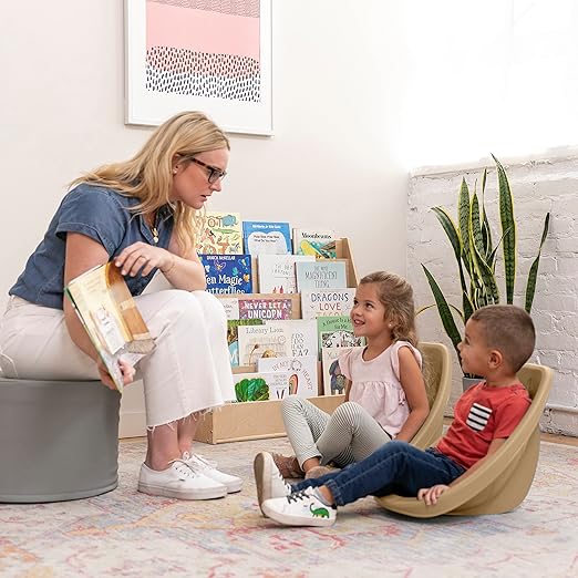 ECR4Kids Leaf Floor Seat, Rocker Chair, Sand, 6-Piece - LeafyLoom
