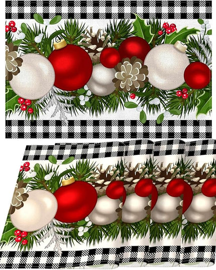 Nepnuser Black and White Gingham Christmas Placemats Set of 4 Buffalo Check Plaid Xmas Place Mats for Home Kitchen Dining Table Decoration Nepnuser