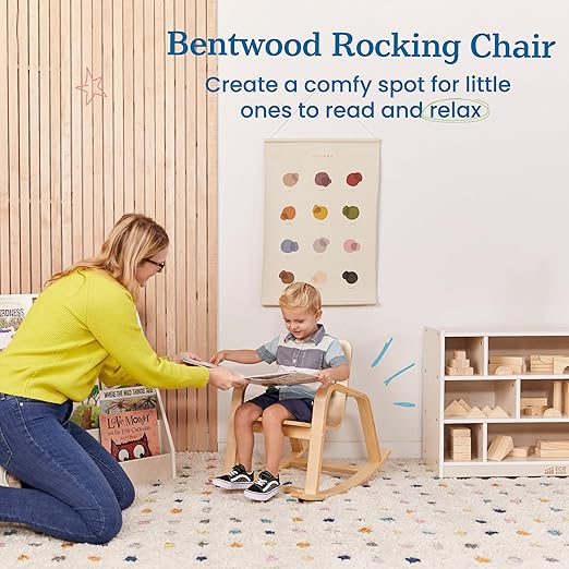 ECR4Kids Bentwood Rocking Chair, Kids Furniture, Natural - LeafyLoom