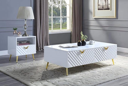 NicBex Coffee Table Wooden Coffee Table with Storage Rectangle Center Tables with Drawers Dining Table for Living Room, Dining Room, Office, and Bedroom,53" W, White - LeafyLoom