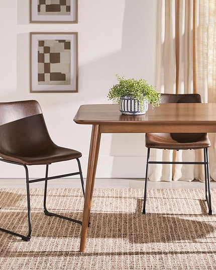 Walker Edison Mid-Century Modern Solid Wood Tapered-Leg Dining Table, 59 Inch, Walnut - LeafyLoom
