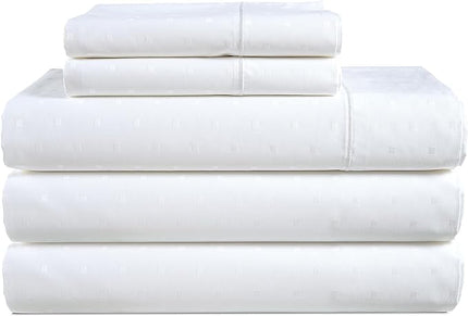 LANE LINEN Split King Sheets for Adjustable Beds - 1000 Thread Count 5PC Sheets Set, 100% Egyptian Cotton, Cool Breathable & Soft, 2 Fitted Fits Upto 16" Deep Pockets - Swiss Dot - White - LeafyLoom