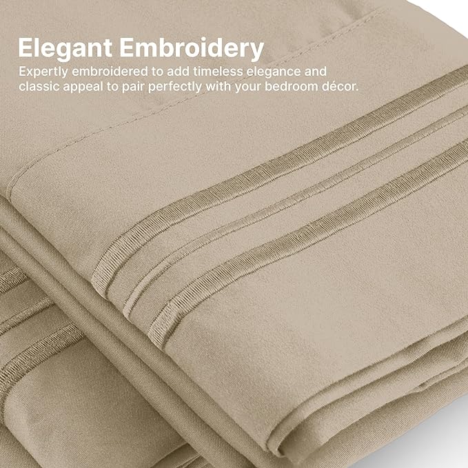 Twin XL Size 3 Piece Sheet Set - Comfy Breathable & Cooling Sheets - Hotel Luxury Bed Sheets for Women & Men - Deep Pockets, Easy-Fit, Extra Soft & Wrinkle Free Sheets - Cream Oeko-Tex Bed Sheet Set - LeafyLoom
