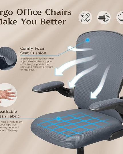 FelixKing Drafting Chair, Tall Office Chairs with Footrest Ring, Home Standing Desk High Chair with Lumbar Support Adjustable Counter Height Ergonomic Swviel Rolling Chairs for Working (Dark Gray) - LeafyLoom