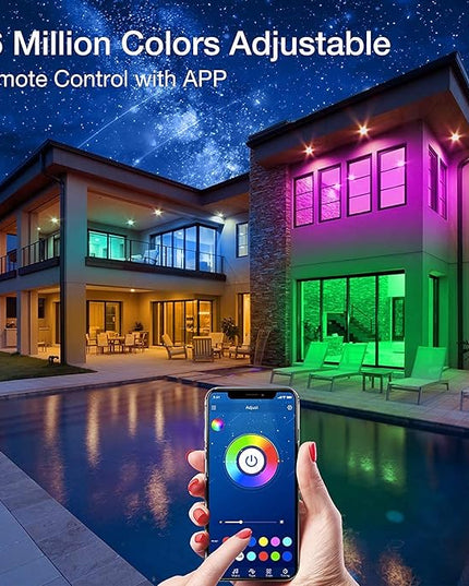 PHOPOLLO Bluetooth Led Strip Lights 50ft 5050 RGB Color Changing LED Lights for Bedroom, Kitchen Decoration, App Control and Music Sync. Phopollo