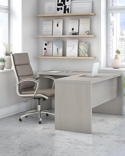 Bush Business Furniture Echo L Shaped Desk, 60W, Gray Sand - LeafyLoom