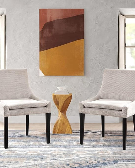 COLAMY Modern Dining Chairs Set of 4, Upholstered Corduroy Accent Side Leisure Chairs with Mid Back and Wood Legs for Living Room/Dining Room-Beige - LeafyLoom