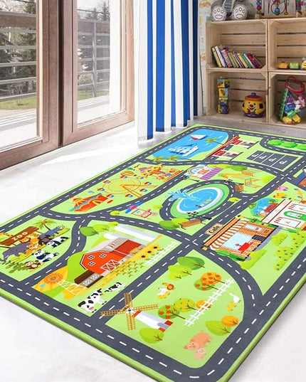 HEBE Kids Play Rug 3'4"x5' ABC Alphabet Numbers Shapes Educational Kid Area Rug Washable Baby Crawling Mat Non Slip Kid Play Mat Carpet for Girl Boy Bedroom Playroom - LeafyLoom