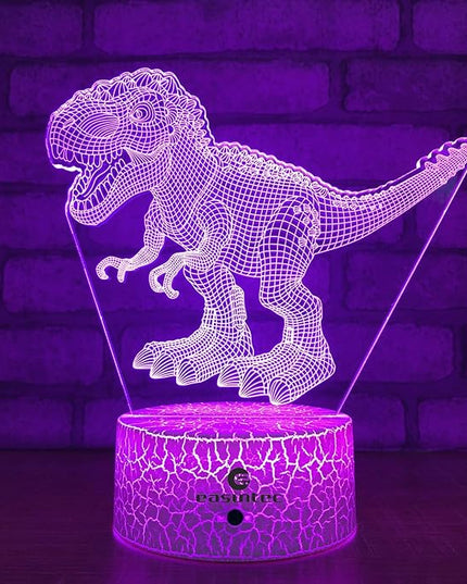easuntec Dinosaur Toys 3D Night Light with Remote & Smart Touch 7 Colors + 16 Colors Changing Dimmable TRex Toys 1 2 3 4 5 6 7 8 Year Old Boy or Girl Gifts (TRex 16WT) - LeafyLoom