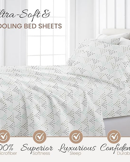 Linen Market 4 Piece Queen Bedding Sheet Set (Light Gray Dots) - Sleep Better Than Ever with These Ultra-Soft & Cooling Bed Sheets for Your Queen Size Bed - Deep Pocket Fits 16" Mattress - LeafyLoom
