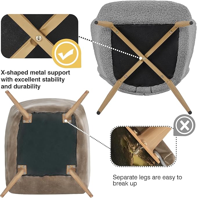 Yaheetech Boucle Accent Chair, Modern Fabric Armchair, Comfy Fluffy Barrel Chair, Reading Chair with High Folding Backrest and Metal Legs for Living Room/Bedroom/Home/Office, Gray - LeafyLoom