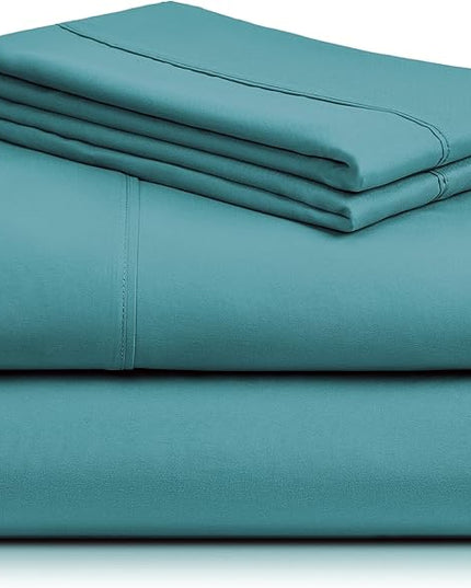 LuxClub Twin XL Sheets - Soft Twin Bed Sheets for Boys and Girls, 4 PC Deep Pockets 18" Eco Friendly Wrinkle Free Kids Fitted Sheets Machine Washable Hotel Bedding Silky Soft - Teal Twin XL - LeafyLoom