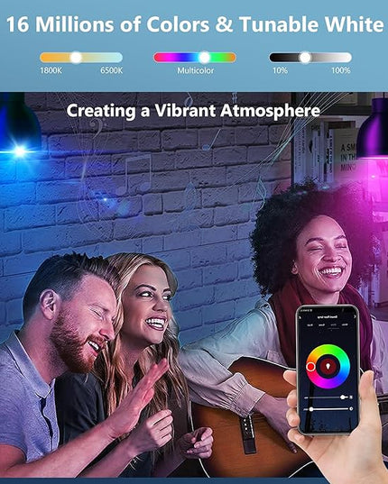Smart Light Bulbs 8Pack,100W Equivalent Smart Bulb Work with Alexa Google Assistant, RGB Color Changing WiFi Bulb, Music Synic 2.4GHz WiFi & Bluetooth Multicolor A19 E26 110V Dimmable Light Bulbs OHLUX-YourIndoorOutdoorSpaceLightingPartner