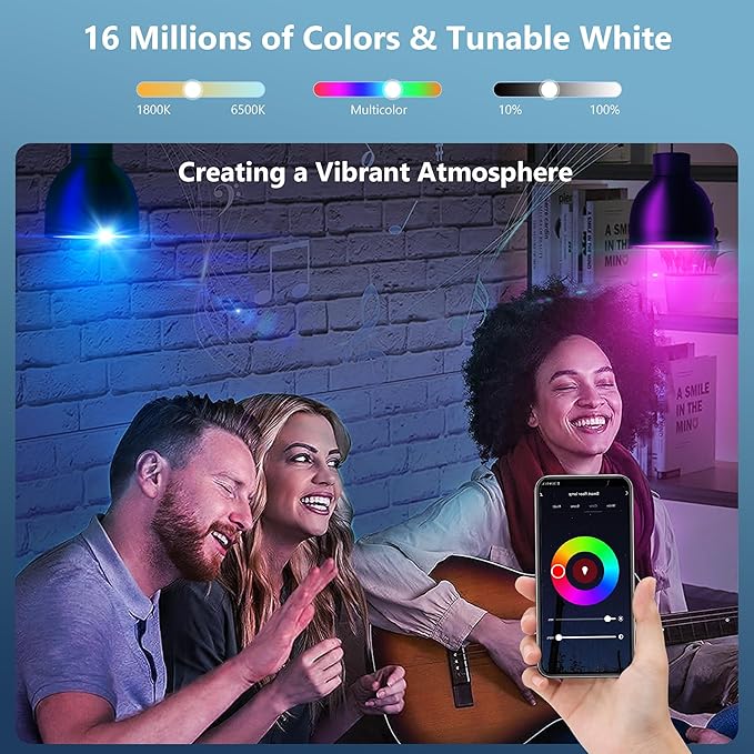 Smart Light Bulbs 8Pack,100W Equivalent Smart Bulb Work with Alexa Google Assistant, RGB Color Changing WiFi Bulb, Music Synic 2.4GHz WiFi & Bluetooth Multicolor A19 E26 110V Dimmable Light Bulbs OHLUX-YourIndoorOutdoorSpaceLightingPartner