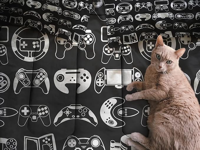Sunnycitron Gamer Comforter Set for Boys Gaming Bed Comforter Sets Gamer Bedding Sets Boys Gaming Comforter Sets Full Size Bed Set Teen Boy Room Decor,1 Comforter 2 Pillowcases - LeafyLoom
