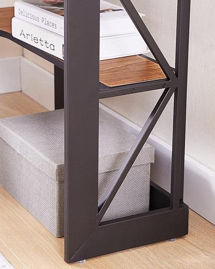 VECELO Corner Computer Desk 41 x 30 inches with Smooth Keyboard & Storage Shelves for Home Office Workstation, Teakwood Brown - LeafyLoom