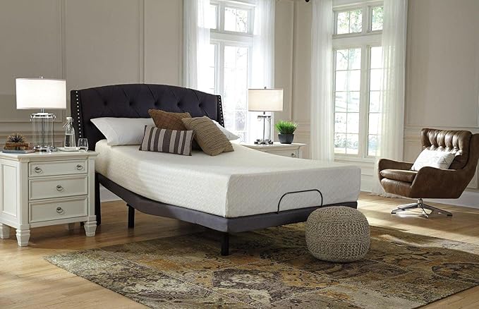 Signature Design by Ashley California King Size Chime 12 Inch Medium Firm Memory Foam Mattress with Green Tea & Charcoal Gel, White - LeafyLoom