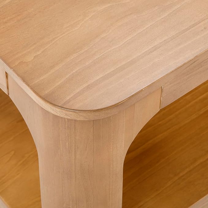 Plank+Beam Forma Coffee Table, Solid Wood 54 Inch Modern Coffee Table with Shelf, Contemporary Center Table with Storage Space, Rectangle Tea Table with Storage, Pecan - LeafyLoom
