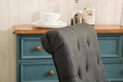 Roundhill Furniture Habit Solid Wood Tufted Parsons Charcoal Dining Chair, Set of 2 - LeafyLoom